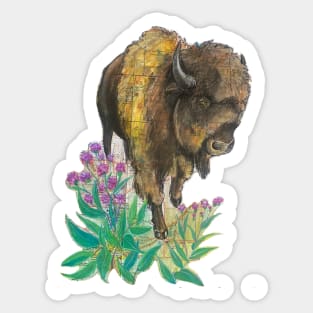 Bison and Western Ironweed Sticker